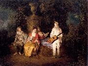 WATTEAU, Antoine Party of Four oil on canvas